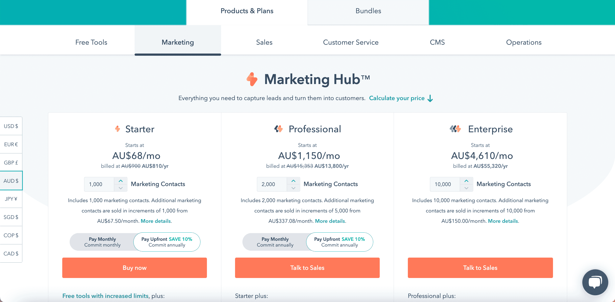 Pricing page